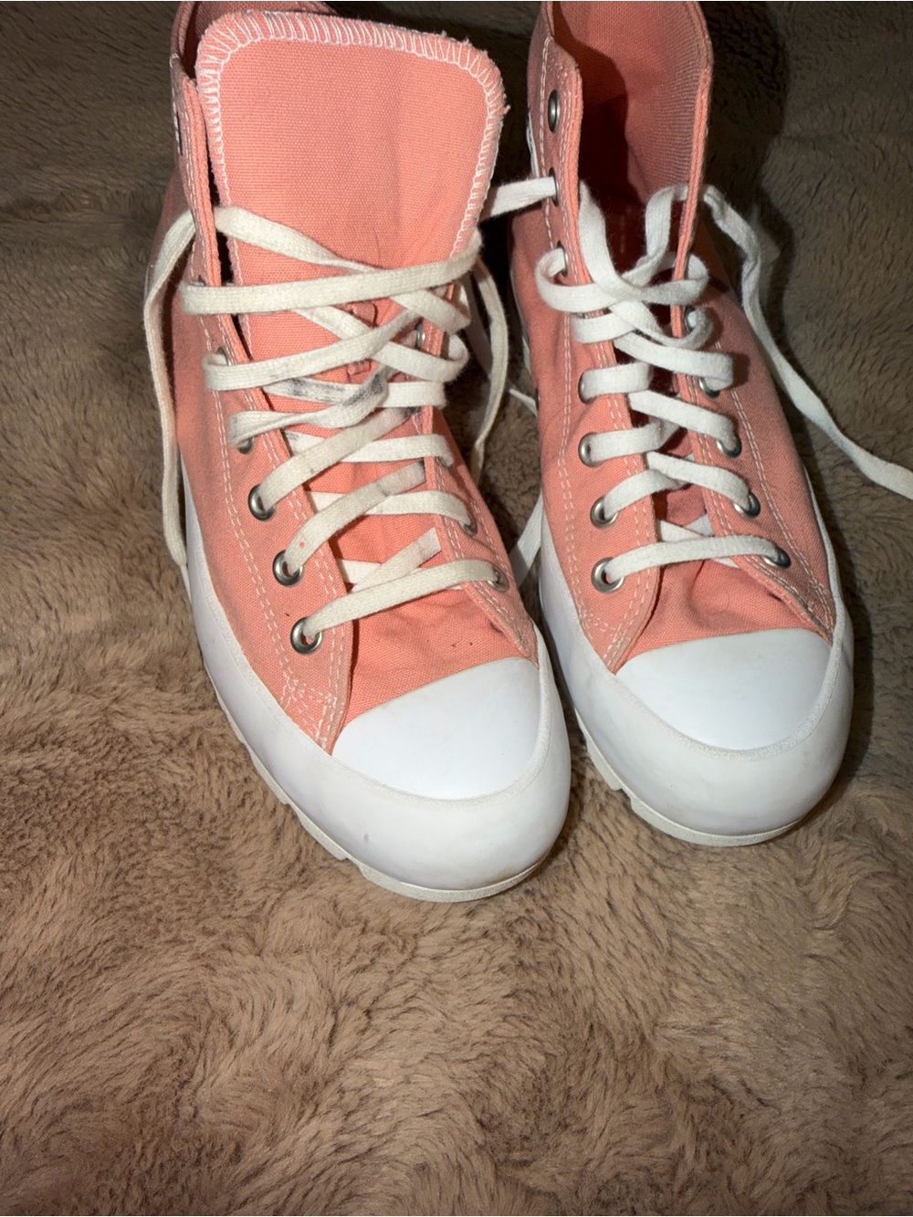 Converse Women’s High-Top Platform Sneakers in Coral Pink